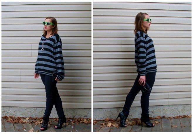 casual weekend fall outfit stripes